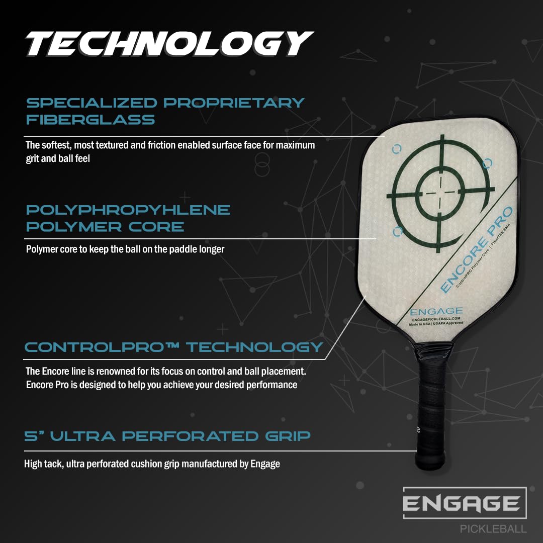 Engage Pickleball Encore Pro Pickleball Paddle - Pickleball Paddles with Polymer Core - USAPA Approved Pickleball Paddles Pickleball Rackets for Adults - Standard (Sky Blue)