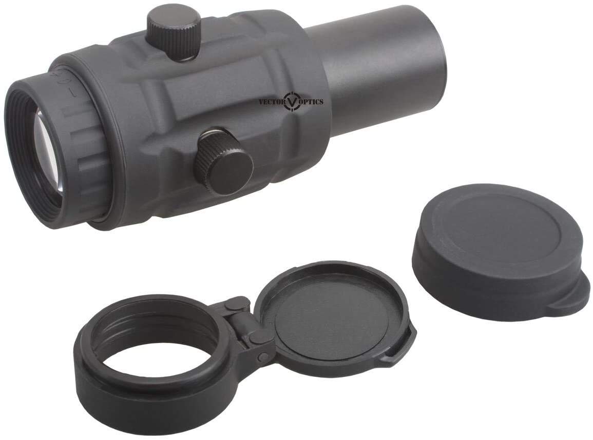 Vector Optics Rubber Armored 3X Magnifier Holographic Red Dot Sight Scope Flip to Side QD Weaver Mount Color Black