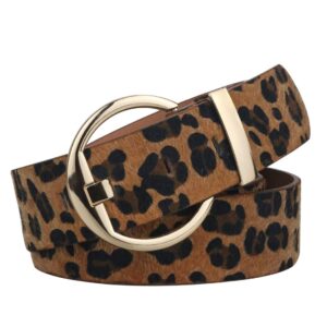 alphyly womens leopard print leather belts for women, waist belts designer belt women, for waist size 31-39''