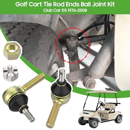 10L0L Golf Cart Tie Rod End Kit for Club Car DS 1976-2008 Gas & Electric, Left-Hand & Right-Hand Thread Ball Joint, OEM# 7539 7540