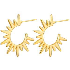 beneige women open hoop earrings 14k gold plated dainty spike hoop earrings handmade hypoallergenic everyday jewelry for women