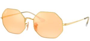 ray-ban rb1972 octagon evolve polarized sunglasses, gold/photochromic orange mirrored gold, 54 mm