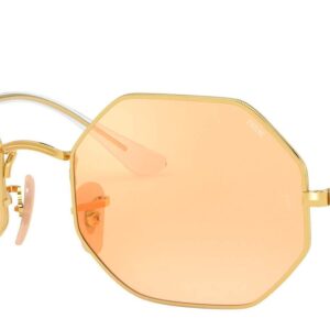 Ray-Ban Rb1972 Octagon Evolve Polarized Sunglasses, Gold/Photochromic Orange Mirrored Gold, 54 mm