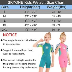 Wetsuit Kids Shorty Neoprene Thermal Diving Swimsuit 2.5MM for Girls Boys Child Teen Youth Toddler, One Piece Children Rash Guard Swimming Suit UV Protection Sunsuit for Surfing (Girl Pink, M)