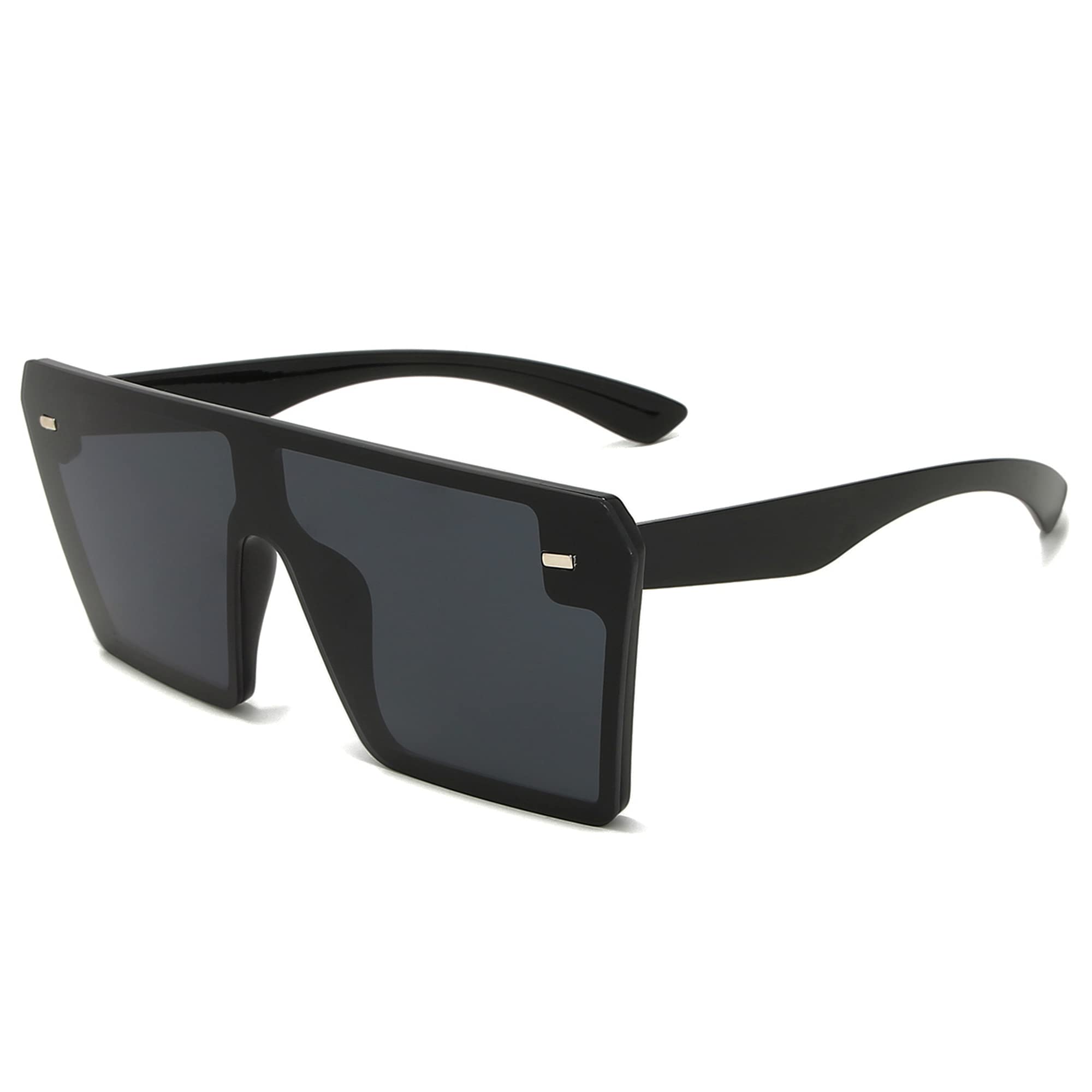 VANLINKER Flat Top Oversized Shield Sunglasses for Women Men Square Rimless Fashion Shades VL9517 With Black Frame