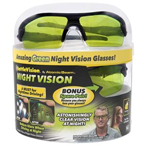 battlevision as seen on tv night vision glasses 2 pairs by bulbhead - amazing night driving glasses protect eyes from blinding headlight glare - green lenses enhance clarity - flexible frames, 6 in