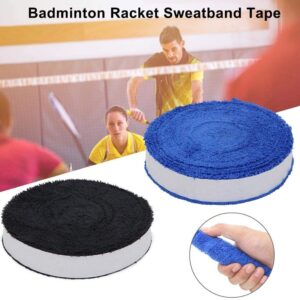 ITODA Badminton Tennis Racket Towel Hand Glue,Cotton Anti-Skid Sweat Tape Badminton Racket OverGrip Sweatband Tape Wraps (Black)