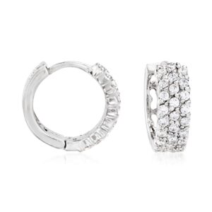 ross-simons 0.70 ct. t.w. cz triple-row huggie hoop earrings in sterling silver