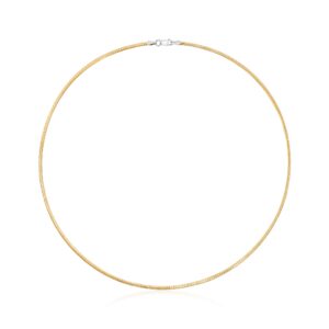 Ross-Simons Italian 2mm Reversible Omega Necklace in 2-Tone Sterling Silver. 16 inches