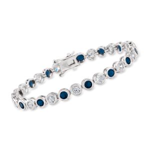 ross-simons 2.70 ct. t.w. cz and 2.70 ct. t.w. and simulated gemstone bezel-set tennis bracelet