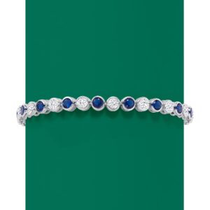 Ross-Simons 2.70 ct. t.w. CZ and 2.70 ct. t.w. and Simulated Gemstone Bezel-Set Tennis Bracelet