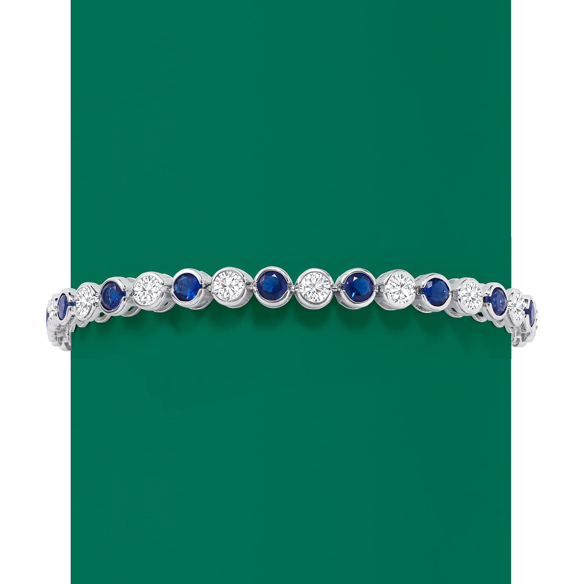 Ross-Simons 2.70 ct. t.w. CZ and 2.70 ct. t.w. and Simulated Gemstone Bezel-Set Tennis Bracelet