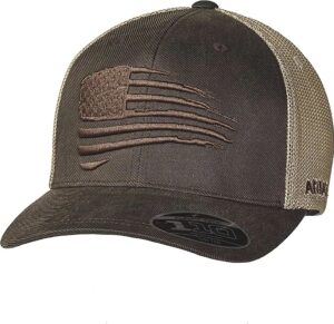 ariat men's embroidered flag snapback cap, brown