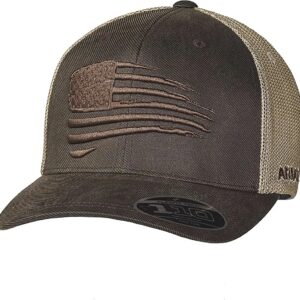 ARIAT Men's Embroidered Flag Snapback Cap, Brown