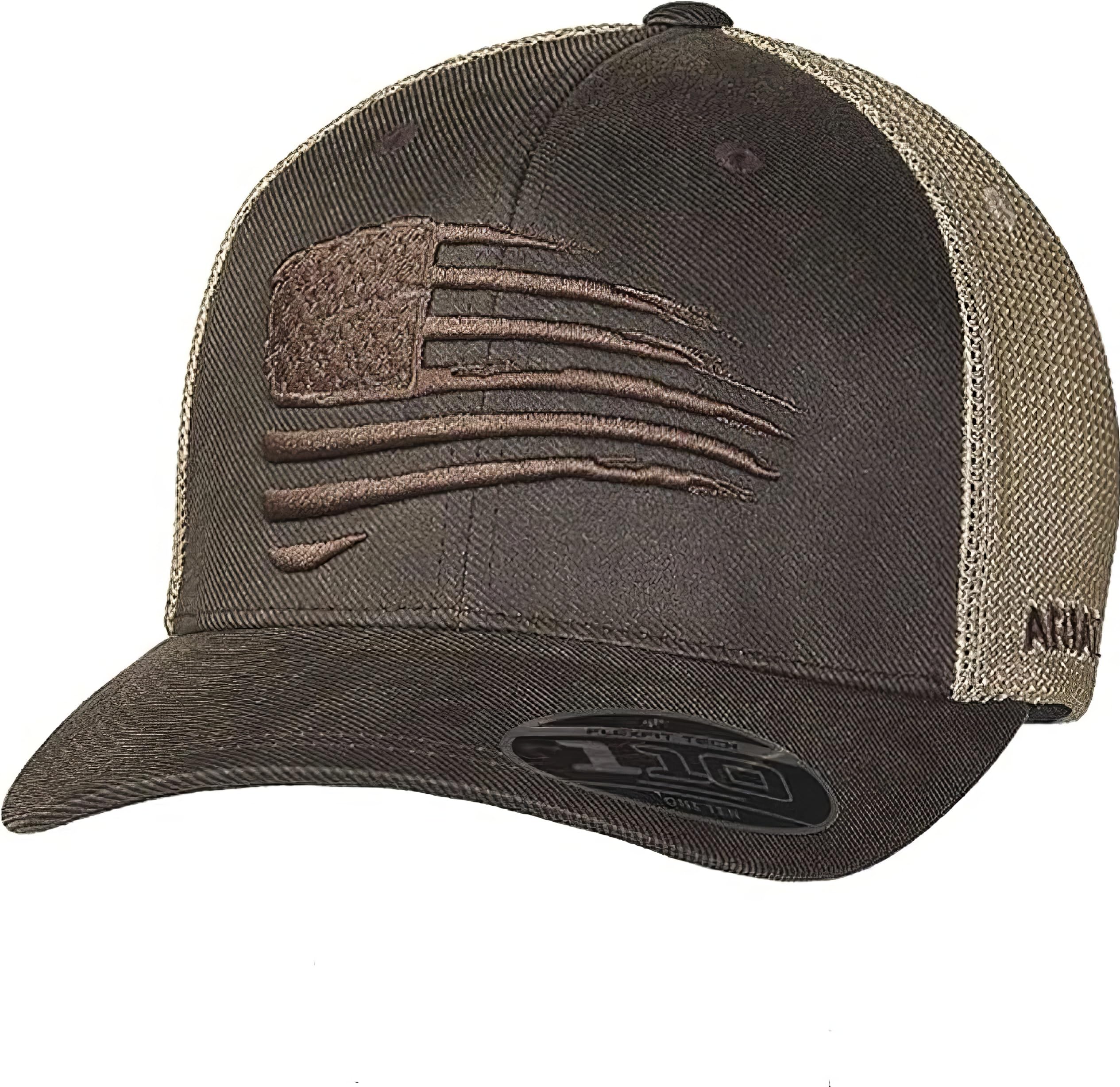 ARIAT Men's Embroidered Flag Snapback Cap, Brown