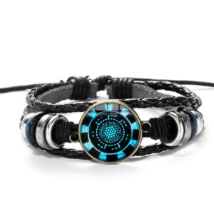 AOASK 8Pcs Iron Men Heart Leather Wrap Bracelets Women Men