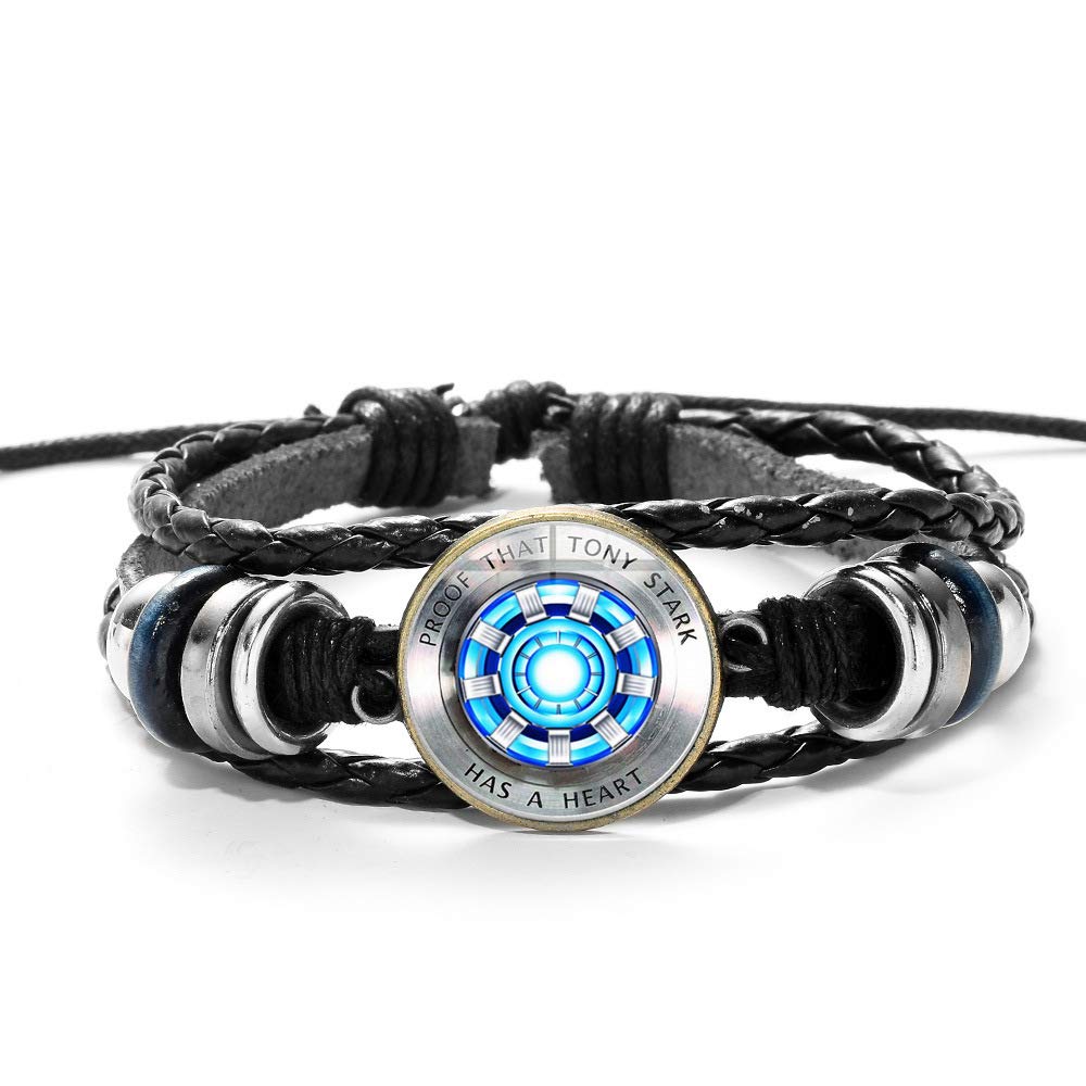 AOASK 8Pcs Iron Men Heart Leather Wrap Bracelets Women Men