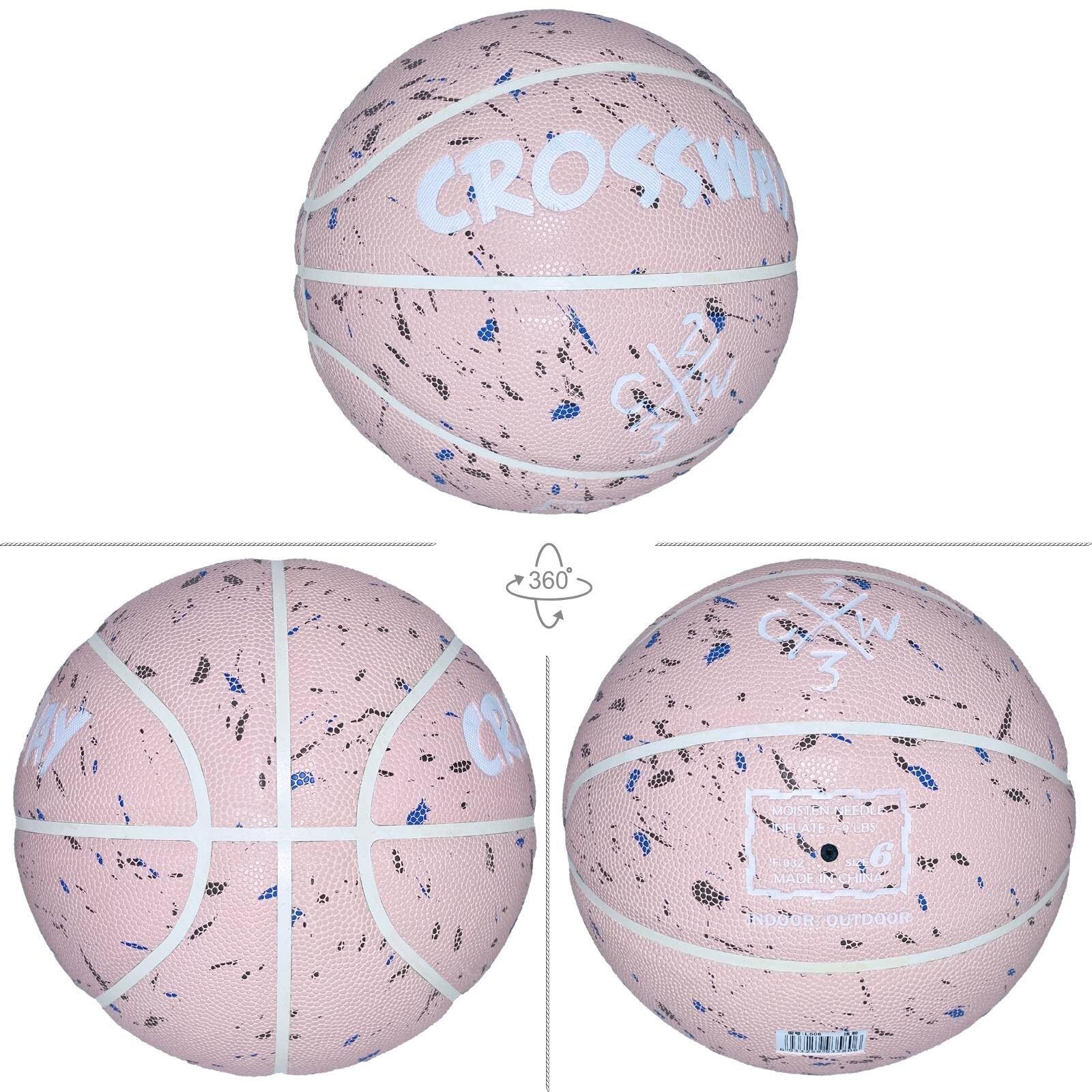 MAIBOLE Outdoor Basketball Composite Leather Size-6 – Women's Basketballs Indoor Ultra-Grip Excellent Bounce Durable with Pump Pink