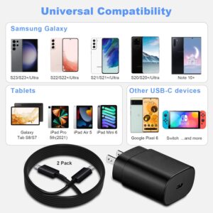 Type C Super Fast Charger, 25W PD USB C Wall Charger Block with 6FT USB C Cable Compatible with Galaxy S23 S22 S21 S20 Plus Ultra, Note 20 19 18 S10 S9 S8