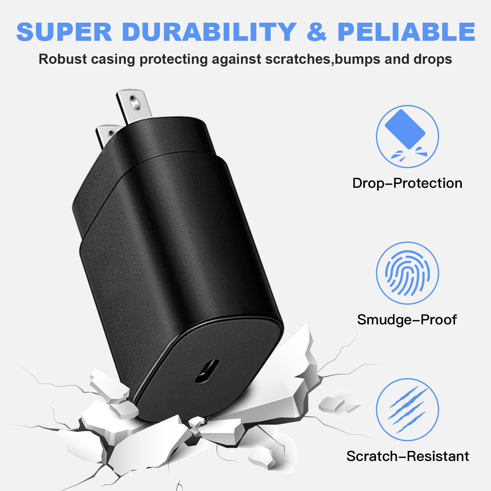 Type C Super Fast Charger, 25W PD USB C Wall Charger Block with 6FT USB C Cable Compatible with Galaxy S23 S22 S21 S20 Plus Ultra, Note 20 19 18 S10 S9 S8