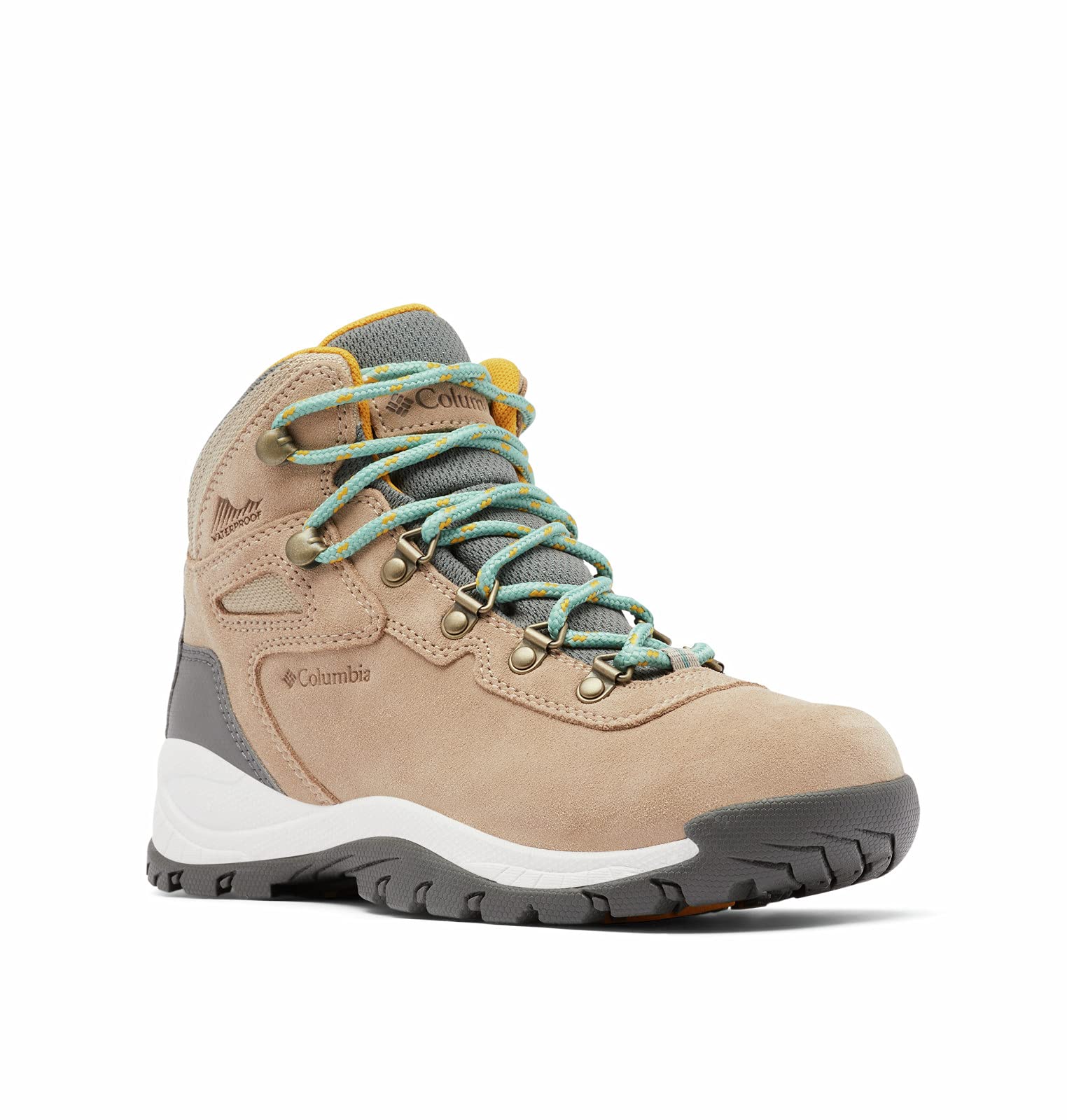 Columbia womens Newton Ridge Plus Waterproof Amped Boot Hiking Shoe, Oxford Tan/Dusty Green, 7 Wide US