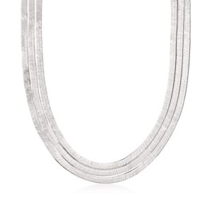 ross-simons italian sterling silver layered herringbone necklace. 18 inches