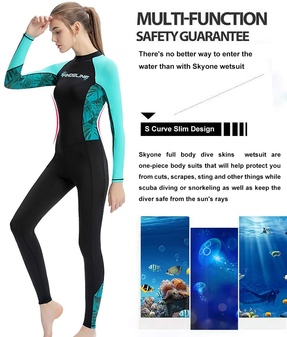 Dive Skins Full Body Swimsuit Wetsuit Scuba Rash Guard Diving Suit for Women Men Adult, Long Sleeve Swimwear One Piece UV Protection Quick Dry Sunsuit for Surfing Snorkeling Kayaking (Blue, XL)