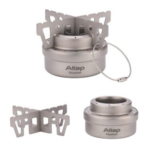 ATiAP Alcohol Stove Backpacking Stove Camping Stove Alcohol Burner with Cross Stand Titanium Ultralight Portable