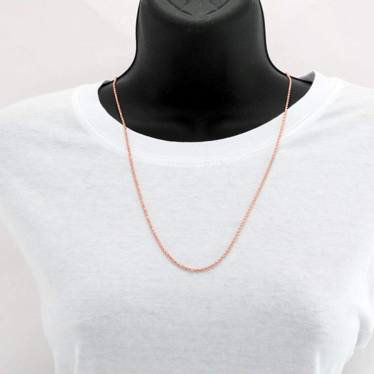 Nuragold 10k Rose Gold 2.5mm Rope Chain Diamond Cut Pendant Necklace, Womens Mens Jewelry 16" 18" 20" 22" 24" 26" 28" 30"