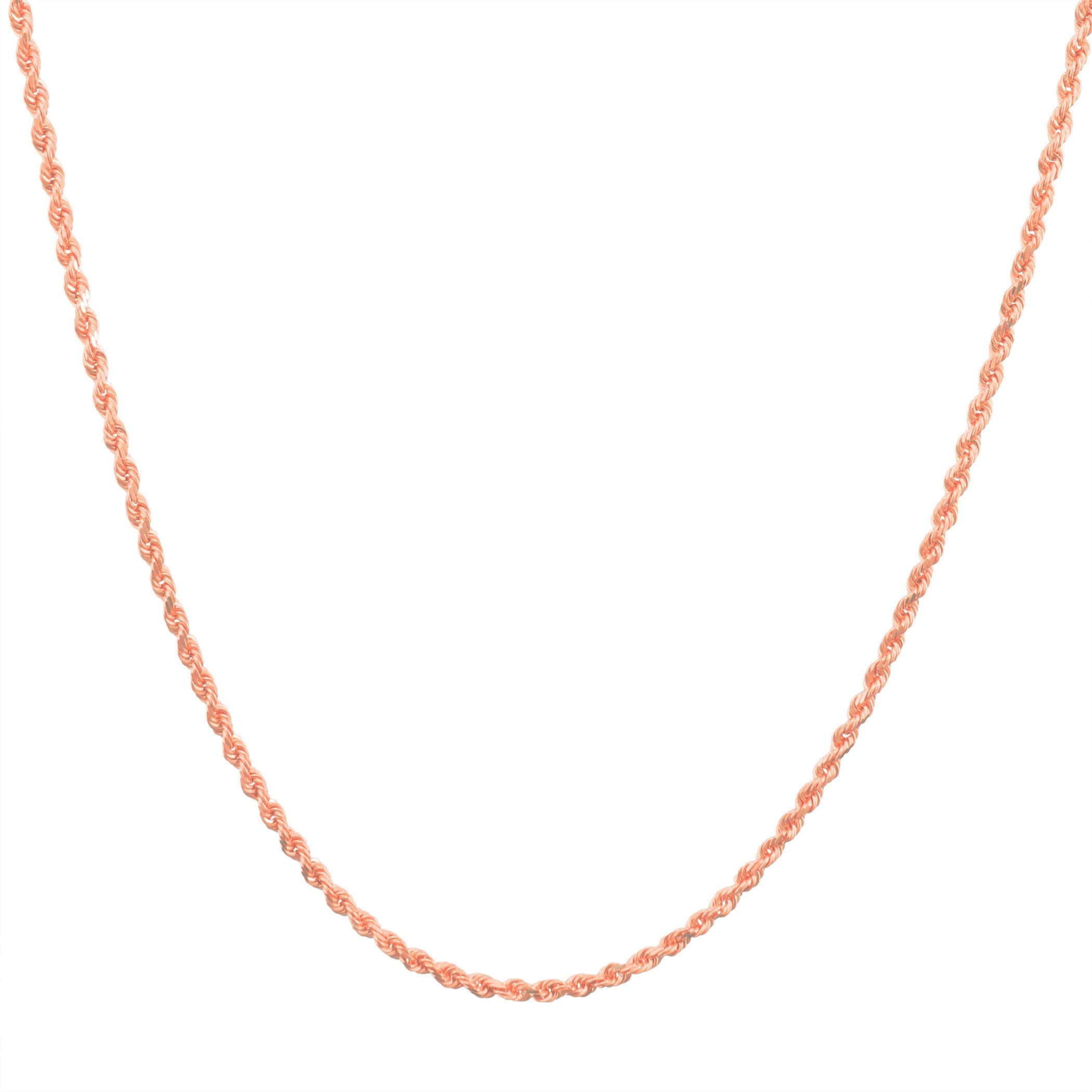 Nuragold 10k Rose Gold 2.5mm Rope Chain Diamond Cut Pendant Necklace, Womens Mens Jewelry 16" 18" 20" 22" 24" 26" 28" 30"