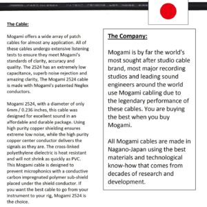 WORLDS BEST CABLES 10 Foot - Guitar Bass Instrument Cable Custom Made Using Mogami 2524 Wire and Neutrik NP2RX-AU-SILENT & Neutrik NP2X-B ¼ Inch (6.35mm) TS Plugs