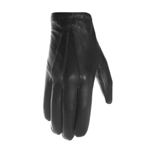 Harssidanzar Mens Thin Unlined leather police duty gloves touchscreen GM031,Black,Size L