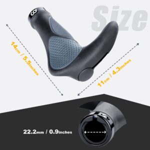 CyclingDeal Mountain Bike Bicycle Handlebar Grips - with Specialized Ergonomic & Anti-Slip Design for MTB & Hybrid Bikes - 1 Pair of Soft Gel Grips - Grips with Bar Ends