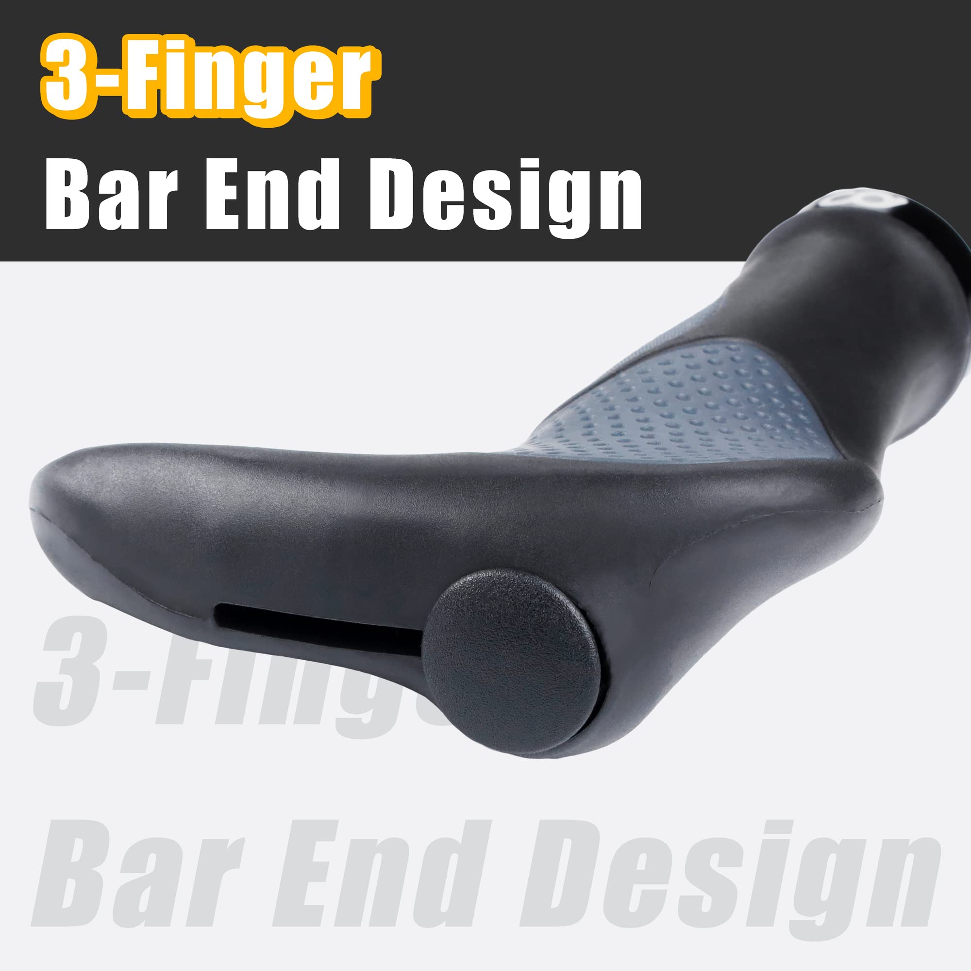 CyclingDeal Mountain Bike Bicycle Handlebar Grips - with Specialized Ergonomic & Anti-Slip Design for MTB & Hybrid Bikes - 1 Pair of Soft Gel Grips - Grips with Bar Ends