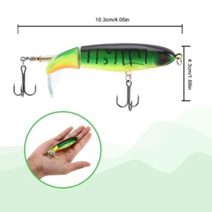 6PCS Fishing Lures for Bass, Bass Whopper Lures Kit, Plopping Bass Lure with Floating Rotating Tail for Bass Trout, Bass Topwater Lure for Freshwater Saltwater