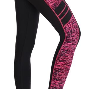 Flatik Women's Activewear Workout Yoga Pants Exercise Running Leggings with Side Pocket (Large, 0308Black/Black White)