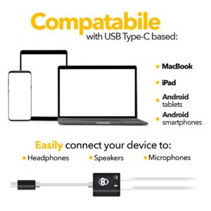 PowerDeWise Lav Lapel Microphone, USB Type-C, 3.5mm Jack, 79" Long Cord, Universal Compatibility