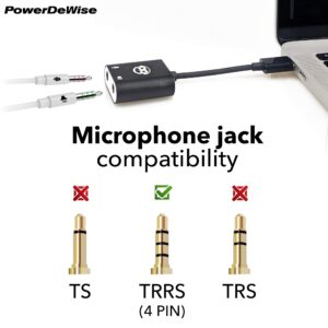 PowerDeWise Lav Lapel Microphone, USB Type-C, 3.5mm Jack, 79" Long Cord, Universal Compatibility