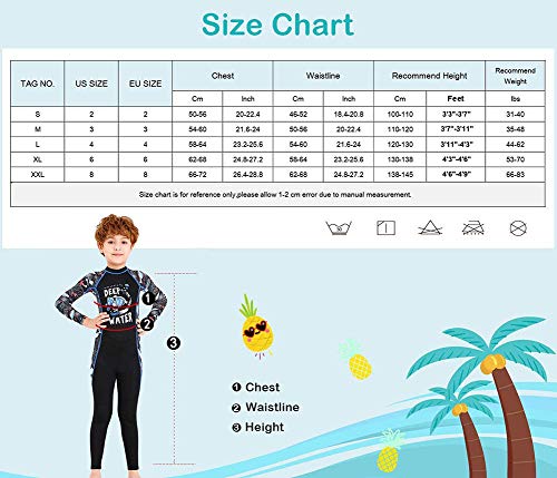 Full Body Kids Swimsuit One Piece Rash Guard Long Sleeve Wetsuit Skin for Girls Boys Children, Sunsuit Swimwear UPF 50+ UV Sun Protection Quick Dry for Beach Water Sports (Boy Black, S)