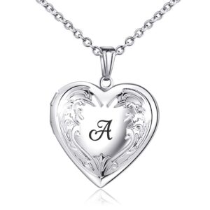 youfeng locket necklace that holds pictures initial alphabet a-z letter pendant necklace platinum plated gifts for women