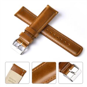 Ritche Genuine 18mm Leather Watch Band Classic Vintage Quick Release Leather Watch Strap (Toffee Brown), Valentine's day gifts for him or her