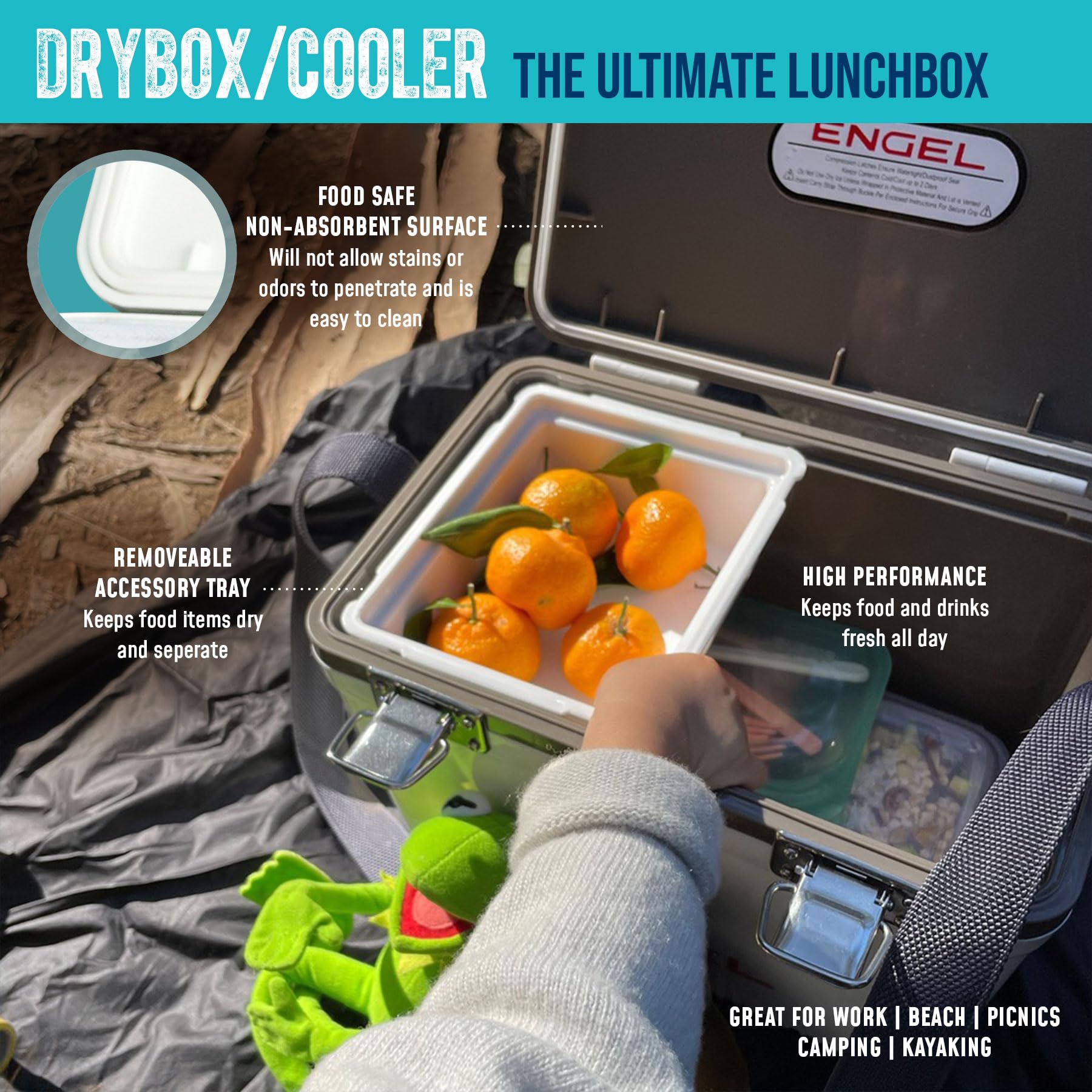 Engel UC30 30qt Leak-Proof, Air Tight, Drybox Cooler and Hard Shell Lunchbox for Men and Women in Seafoam