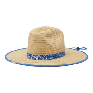 Columbia Unisex PFG BAHA Straw Hat, Vivid Blue Kona Print, Small/Medium