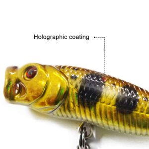 SEASKY Fishing Plug Lures Micro Popper Topwater Trout Attack in Freshwater (Yellow)