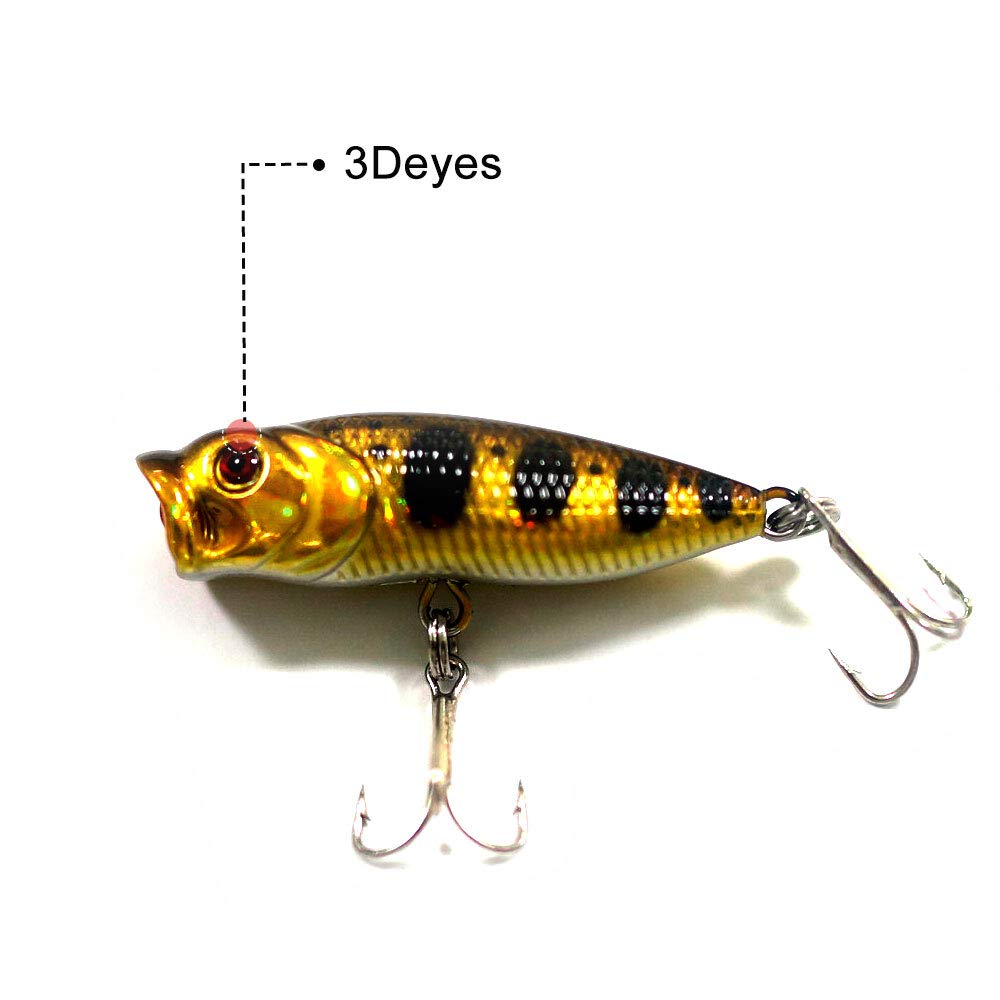 SEASKY Fishing Plug Lures Micro Popper Topwater Trout Attack in Freshwater (Yellow)