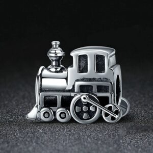 Train Charm 925 Sterling Silver Airplane Charm Travel Charm Bike Charm for Pandora Charm Bracelet (Train)