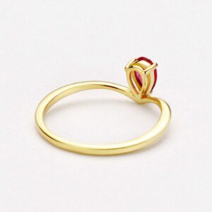 Michooyel 18K Gold Plated Ruby Rings Simple Pear Cut Dainty Rings Sterling Silver Women Promise Ring