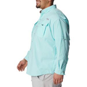 Columbia Men's PFG Bahama II Long Sleeve Shirt, Breathable, UV Protection, Gulf Stream/Realtree Edge, Large