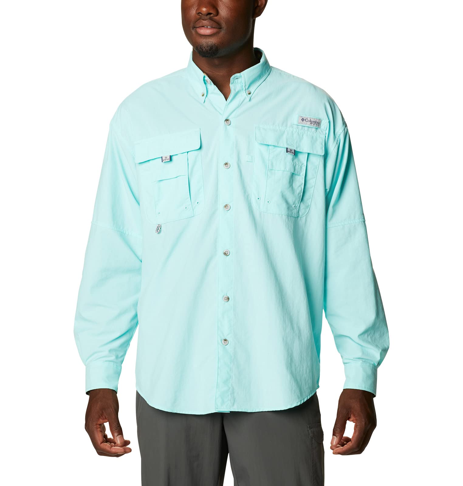 Columbia Men's PFG Bahama II Long Sleeve Shirt, Breathable, UV Protection, Gulf Stream/Realtree Edge, X-Large