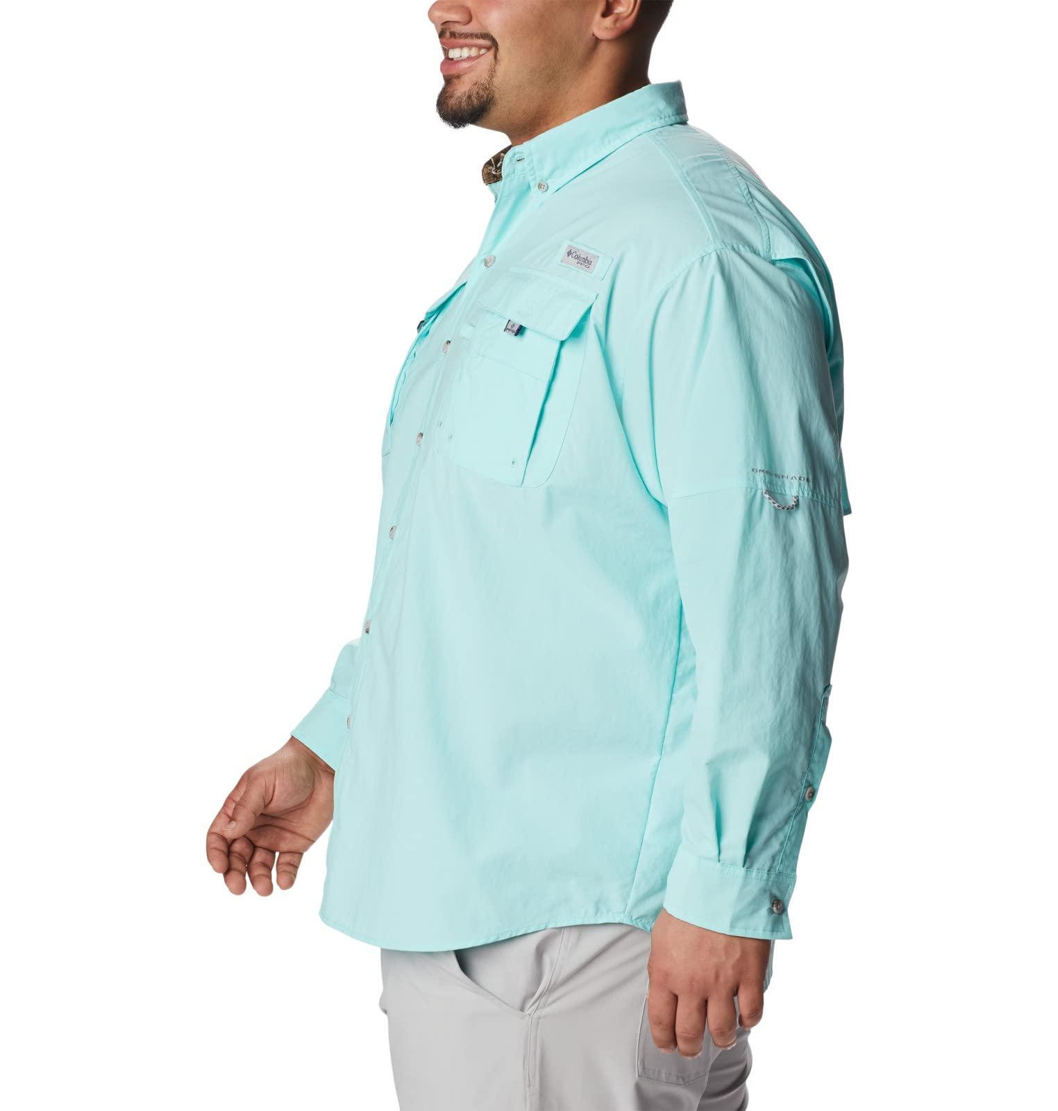 Columbia Men's PFG Bahama II Long Sleeve Shirt, Breathable, UV Protection, Gulf Stream/Realtree Edge, X-Large